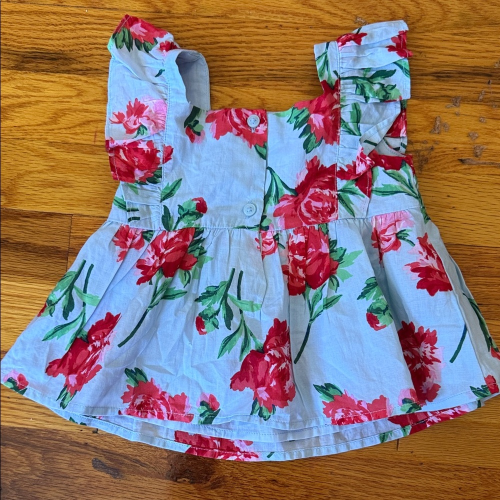 Janie and Jack Red Floral Ruffle Top